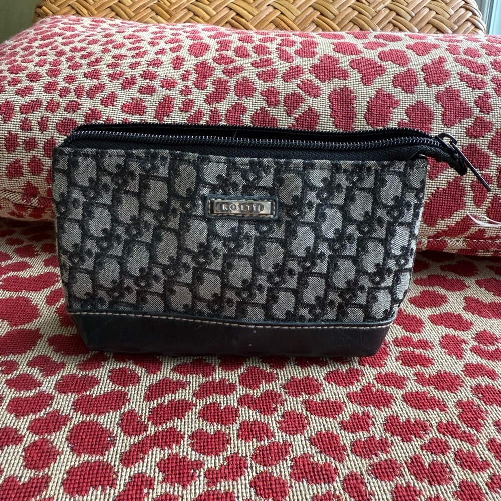 Rosetti Black and Gray Toiletry Bag with Geometric Pattern
